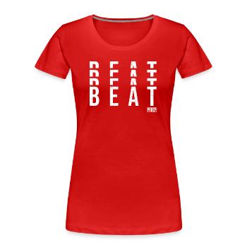 Beats Vertikale Typografie - Frauen Premium Bio T-Shirt - Rot - Vorne - Mia (176cm)