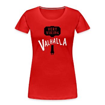 Emblème du guerrier nordique Valhalla - T-shirt bio Premium Femme - rouge - Devant - Mia (176cm)