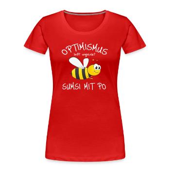 Optimistischer Bienen-Charme - Frauen Premium Bio T-Shirt - Rot - Vorne - Mia (176cm)
