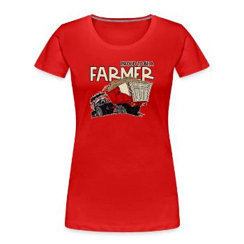 0954 Stolz, Bauer zu sein - Frauen Premium Bio T-Shirt - Rot - Vorne - Mia (176cm)