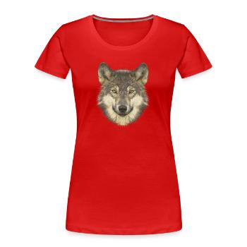 Naturfan shirts, Wolfkopf, beliebte Tierdesigns - Frauen Premium Bio T-Shirt - Rot - Vorne - Mia (176cm)