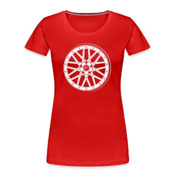 car rim rims rims tuner tuning wheel symbol - Women's Premium Organic T-Shirt - red - Front - Mia (176cm)