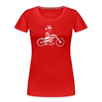 xmas santa claus weihnachtsmann motorrad biker - Frauen Premium Bio T-Shirt - Rot - Vorne - Mia (176cm)