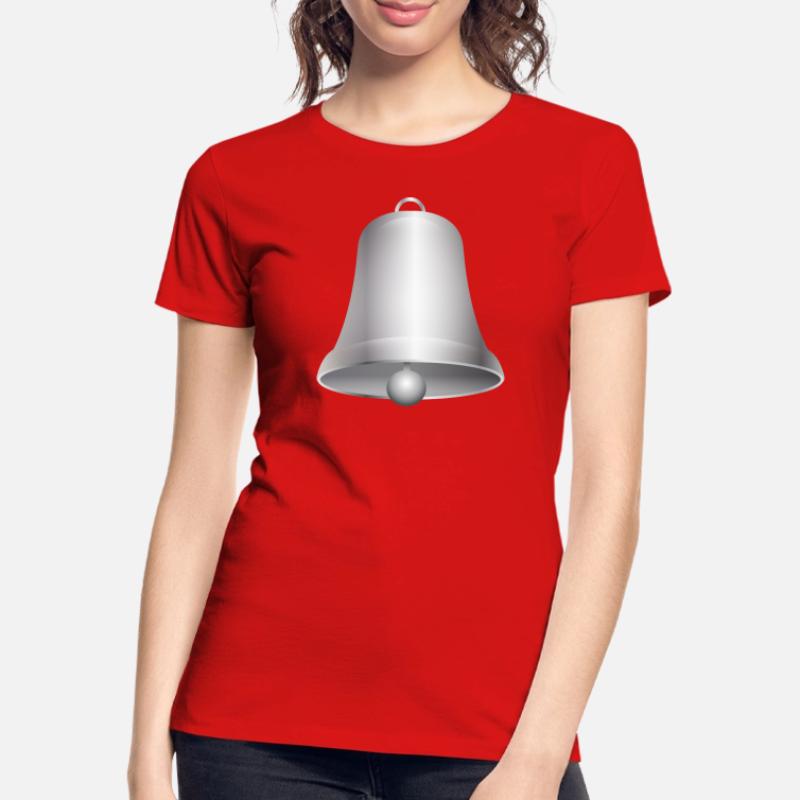 große silberfarbene Kirchen Glocke oder Glöckchen Frauen Premium Bio T-Shirt