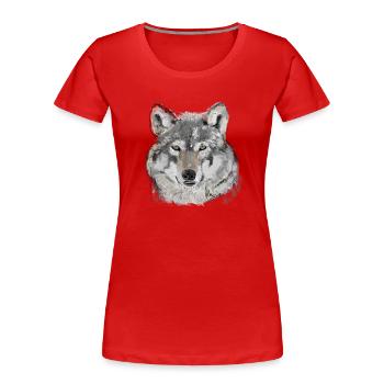 Wolf - Frauen Premium Bio T-Shirt - Rot - Vorne - Mia (176cm)