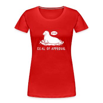 Robbe Lustig - Frauen Premium Bio T-Shirt - Rot - Vorne - Mia (176cm)