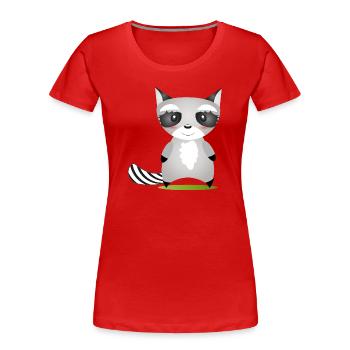 cute raccoon in comic style to love - Women's Premium Organic T-Shirt - red - Front - Mia (176cm)