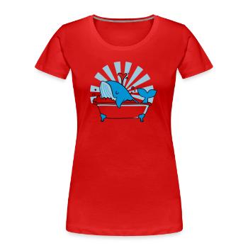 Baleine dans la baignoire – Funny Ocean Design - T-shirt bio Premium Femme - rouge - Devant - Mia (176cm)