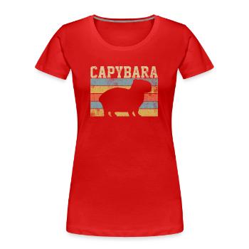 Capybara rongeur rétro vintage - T-shirt bio Premium Femme - rouge - Devant - Mia (176cm)