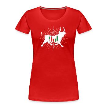 Aktien Bulle - Frauen Premium Bio T-Shirt - Rot - Vorne - Mia (176cm)