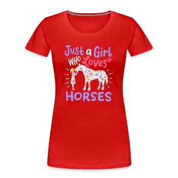 Pferd Pferdeliebhaber - Frauen Premium Bio T-Shirt - Rot - Vorne - Mia (176cm)