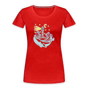 Phare côte mer mer - T-shirt bio Premium Femme - rouge - Devant - Mia (176cm)