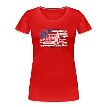 Camion USA Drapeau Chauffeur de camion - T-shirt bio Premium Femme - rouge - Devant - Mia (176cm)
