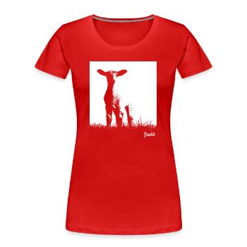 East Frisia Collection: Dyet Lambs - Women's Premium Organic T-Shirt - red - Front - Mia (176cm)