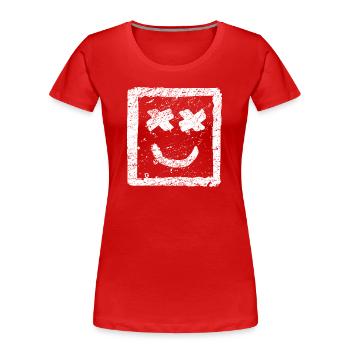 Be Happy Graffiti - Cooles Street Art Punk Smile - Frauen Premium Bio T-Shirt - Rot - Vorne - Mia (176cm)