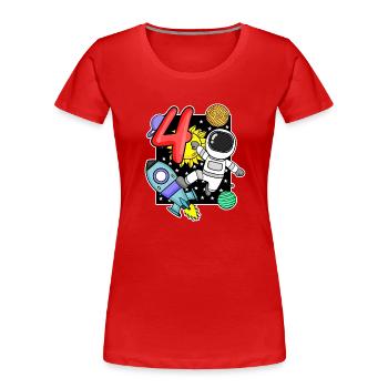 4th birthday astronaut 4 years boys gift - Women's Premium Organic T-Shirt - red - Front - Mia (176cm)
