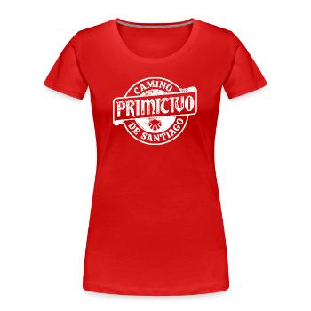 Camino Primitivo pélerinage | Chemin de Saint-Jacques - T-shirt bio Premium Femme - rouge - Devant - Mia (176cm)