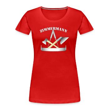 Zunftzeichen der Zimmermänner - Frauen Premium Bio T-Shirt - Rot - Vorne - Mia (176cm)