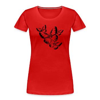 Schmetterling Fliegen Natur Symbol Illustration - Frauen Premium Bio T-Shirt - Rot - Vorne - Mia (176cm)