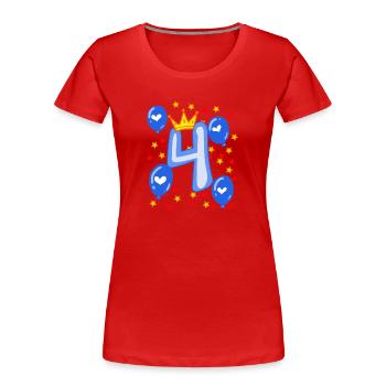 4. Geburtstag Junge Luftballons Krone Sterne - Frauen Premium Bio T-Shirt - Rot - Vorne - Mia (176cm)