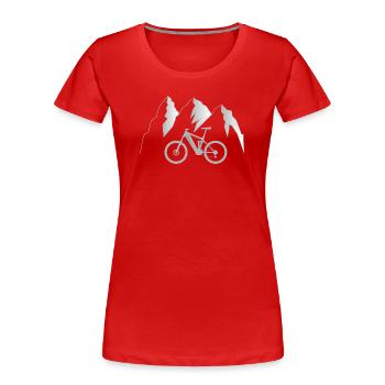 e Mountainbike, Alpen Trail - Frauen Premium Bio T-Shirt - Rot - Vorne - Mia (176cm)