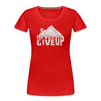 CLIMBING NEVER GIVE UP - Women's Premium Organic T-Shirt - red - Front - Mia (176cm)