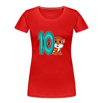 10 Jahre alt - 10. Geburtstag - Kindergeburtstag - Frauen Premium Bio T-Shirt - Rot - Vorne - Mia (176cm)