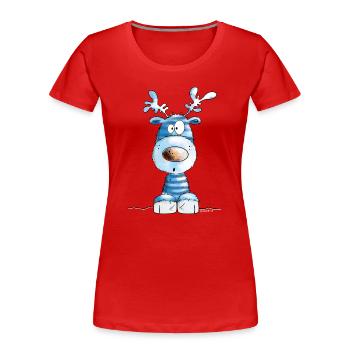 Blaues Weihnachten Rentier von MODARTIS - Frauen Premium Bio T-Shirt - Rot - Vorne - Mia (176cm)