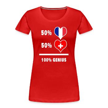France et Suisse génial / Cadeau - T-shirt bio Premium Femme - rouge - Devant - Mia (176cm)