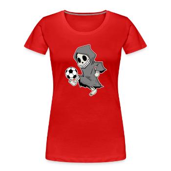 Grim Reaper avec le football - T-shirt bio Premium Femme - rouge - Devant - Mia (176cm)