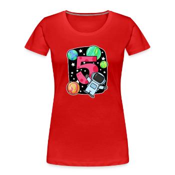 5 anniversaire garçon - 5 ans - J’ai 5 ans - T-shirt bio Premium Femme - rouge - Devant - Mia (176cm)
