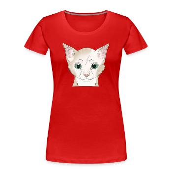 Cat white beige - Women's Premium Organic T-Shirt - red - Front - Mia (176cm)