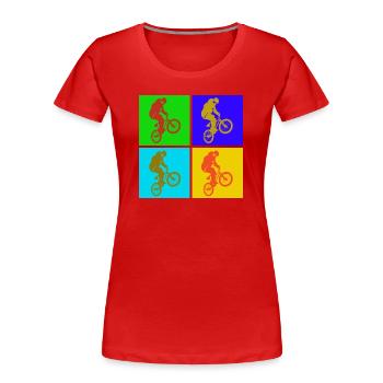 BMX Pop Art - Women's Premium Organic T-Shirt - red - Front - Mia (176cm)
