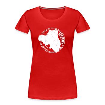 Derry Irland County | Landkarte Kontur Stempel - Frauen Premium Bio T-Shirt - Rot - Vorne - Mia (176cm)