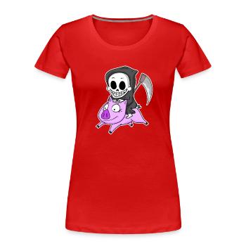 Grim Reaper and Pig - Women's Premium Organic T-Shirt - red - Front - Mia (176cm)