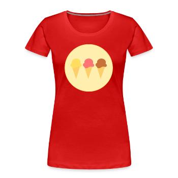 Eis Eiscreme Erdbeereis Vanilleeis Schokoeis - Frauen Premium Bio T-Shirt - Rot - Vorne - Mia (176cm)