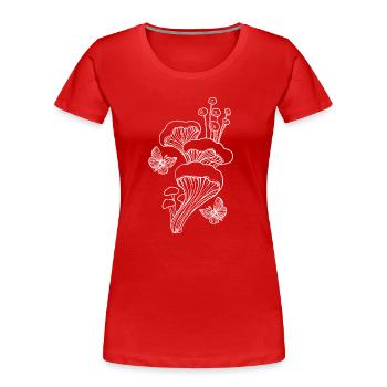 Art de lignes de champignon - T-shirt bio Premium Femme - rouge - Devant - Mia (176cm)