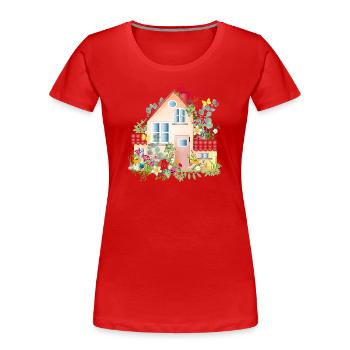 villa colorée avec jardin luxuriant - Une maison de rêve - T-shirt bio Premium Femme - rouge - Devant - Mia (176cm)