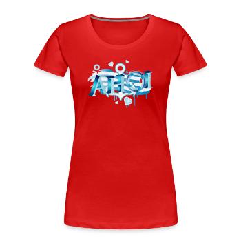 salutation d’un marin maritime avec lettrage Ahoi Graffiti - T-shirt bio Premium Femme - rouge - Devant - Mia (176cm)
