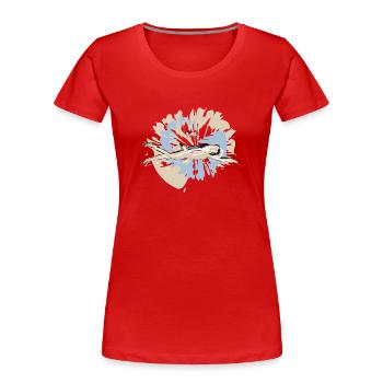 RIKELS Design Schwimmerin 2026 - Frauen Premium Bio T-Shirt - Rot - Vorne - Mia (176cm)