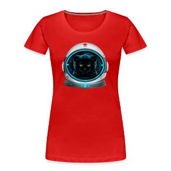 angry space cat astronaut - Women's Premium Organic T-Shirt - red - Front - Mia (176cm)