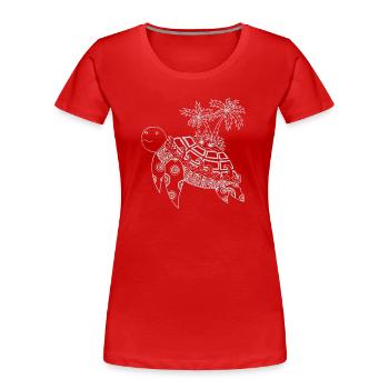Tortue avec une île sur le dos - gris - T-shirt bio Premium Femme - rouge - Devant - Mia (176cm)