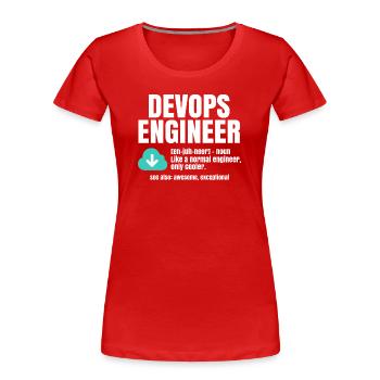 Ingénieur Devops - T-shirt bio Premium Femme - rouge - Devant - Mia (176cm)