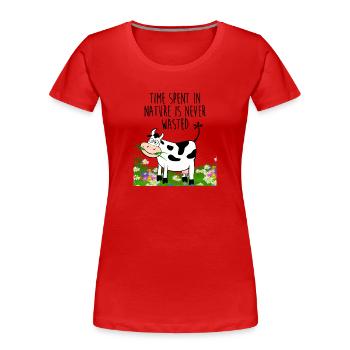 Temps passé dans la nature - T-shirt bio Premium Femme - rouge - Devant - Mia (176cm)