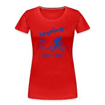 Unplug Let's Go - Frauen Premium Bio T-Shirt - Rot - Vorne - Mia (176cm)