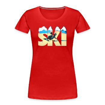 Ski Pop Art Côte - T-shirt bio Premium Femme - rouge - Devant - Mia (176cm)