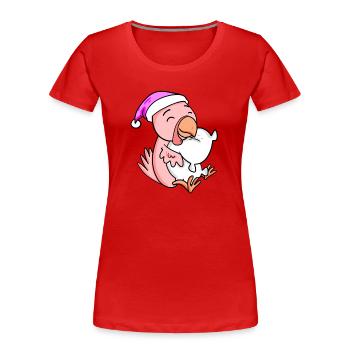Chicken with pillow and sleeping cap - Women's Premium Organic T-Shirt - red - Front - Mia (176cm)