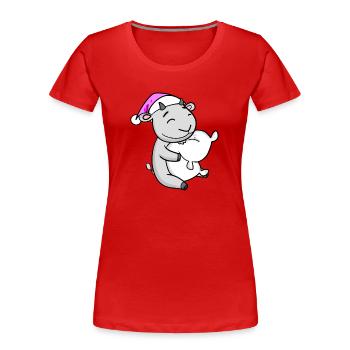 Ziege mit Kissen und Schlafmütze - Frauen Premium Bio T-Shirt - Rot - Vorne - Mia (176cm)