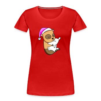 Cochon d’Inde avec oreiller et bonnet de couchage - T-shirt bio Premium Femme - rouge - Devant - Mia (176cm)