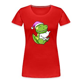 Dinosaure avec oreiller et bonnet de couchage - T-shirt bio Premium Femme - rouge - Devant - Mia (176cm)
